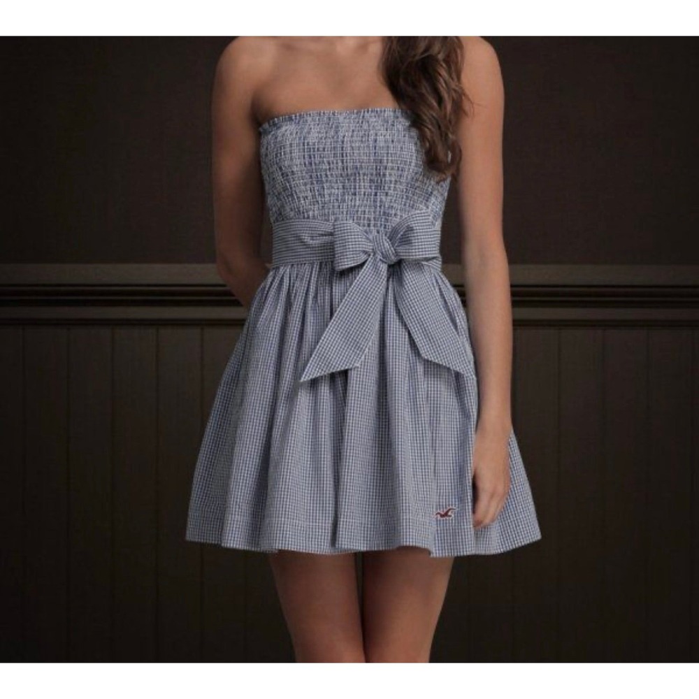 Y2K vibes summer dress blue checkered tube top mini‎ small